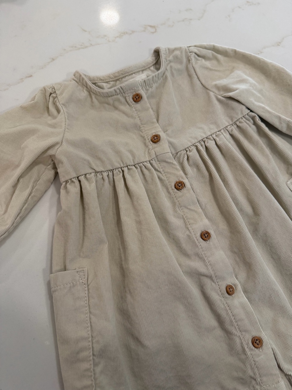 Carter's Neutral Cream Corduroy Button-Front Dress